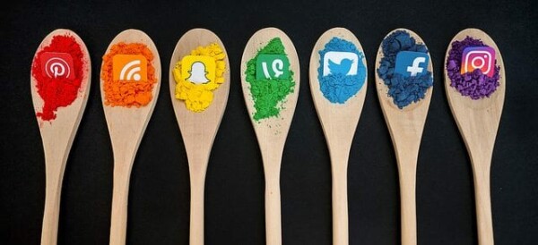 spoons with different social media sites on each