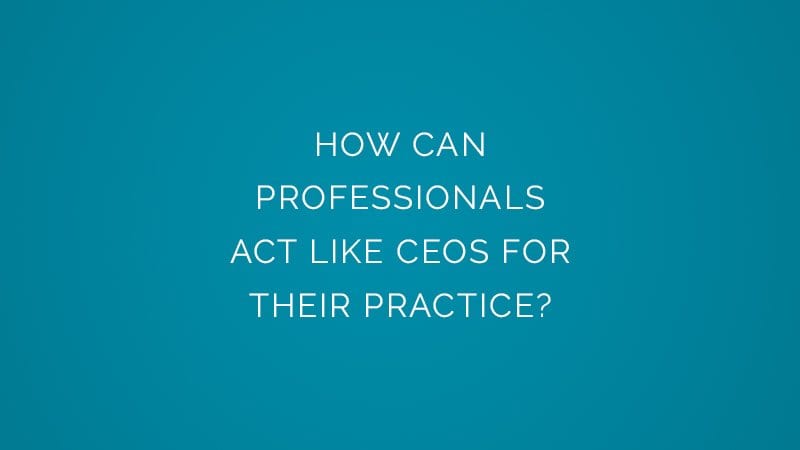How can professionals act like ceos for their practice?