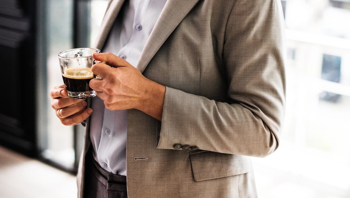 adult businessman coffee cup suit